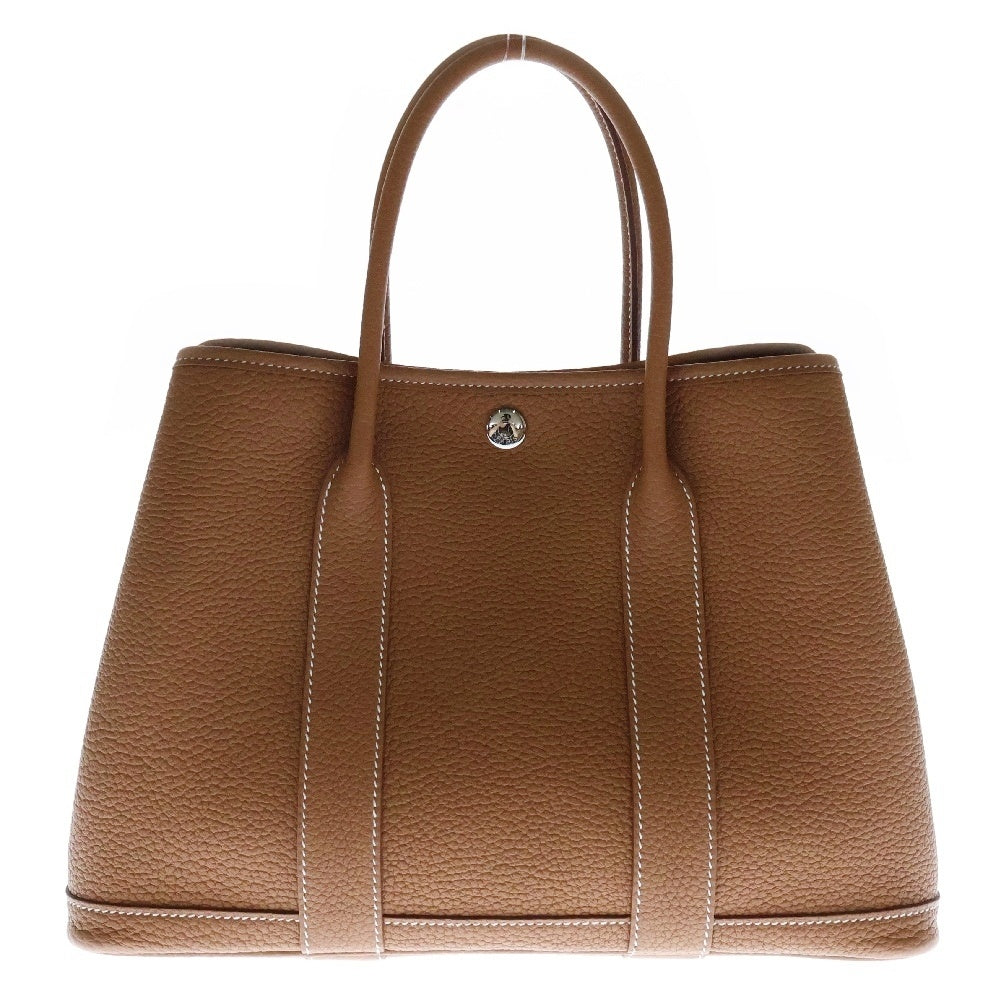 HERMES(エルメス) ガーデンパーティー TPM ゴールド ネゴンダ レザー ハンド トートバッグ ブラウン W刻印 レディース