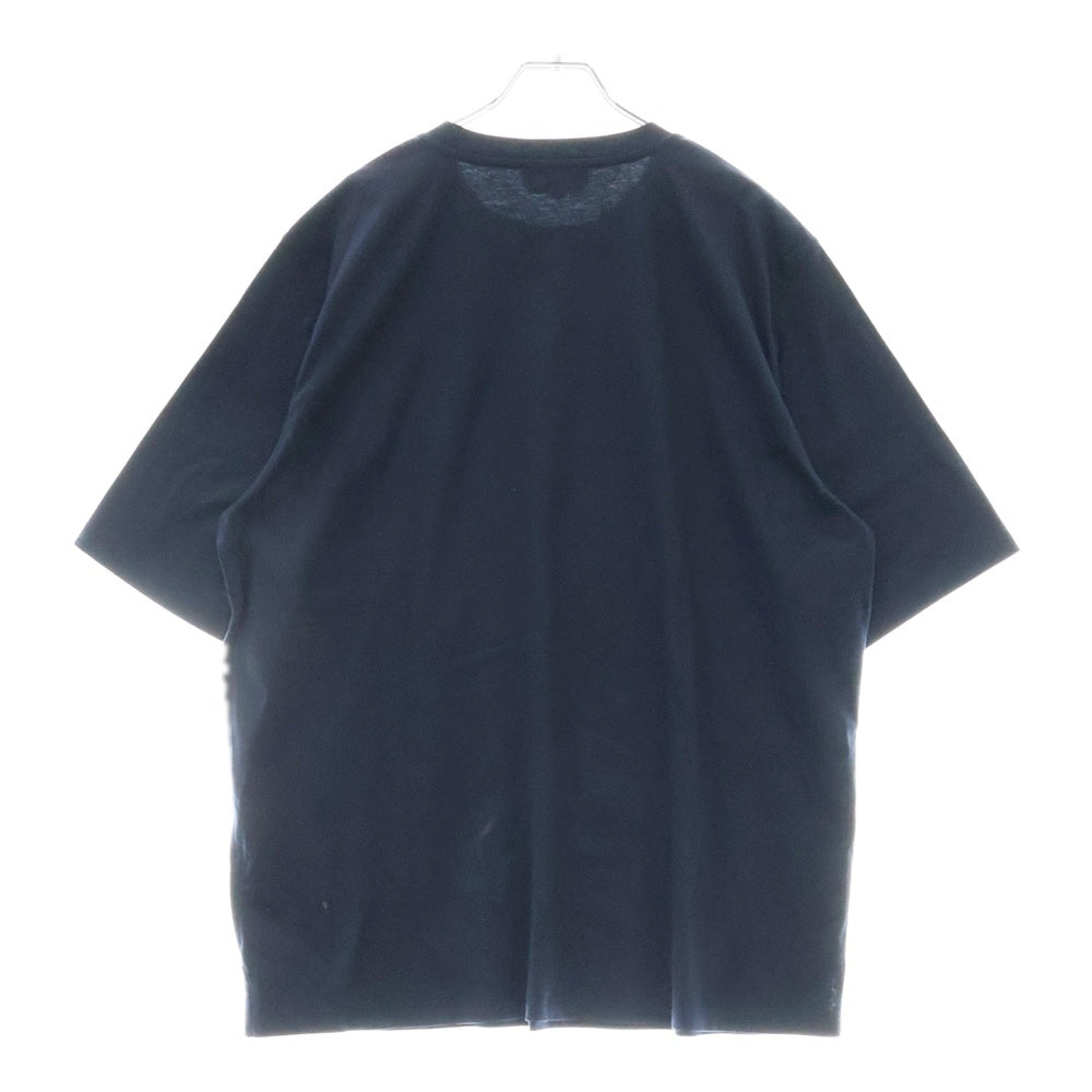 HERMES(エルメス) レザー ロゴパッチ クルーネック 半袖Tシャツ カットソー ネイビー