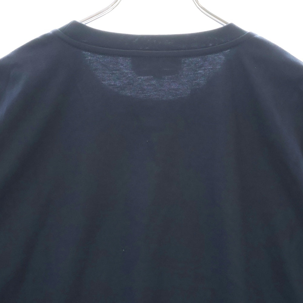 HERMES(エルメス) レザー ロゴパッチ クルーネック 半袖Tシャツ カットソー ネイビー