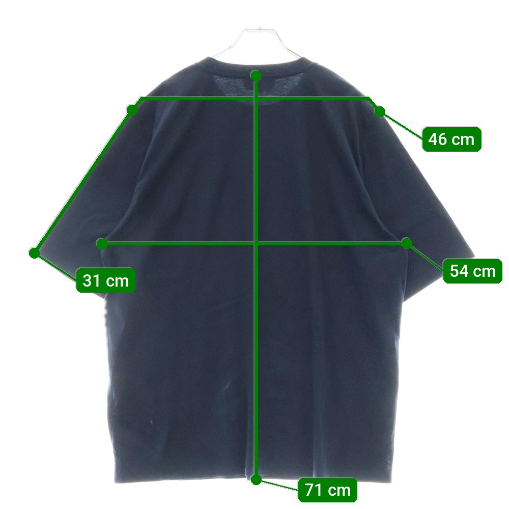 HERMES(エルメス) レザー ロゴパッチ クルーネック 半袖Tシャツ カットソー ネイビー