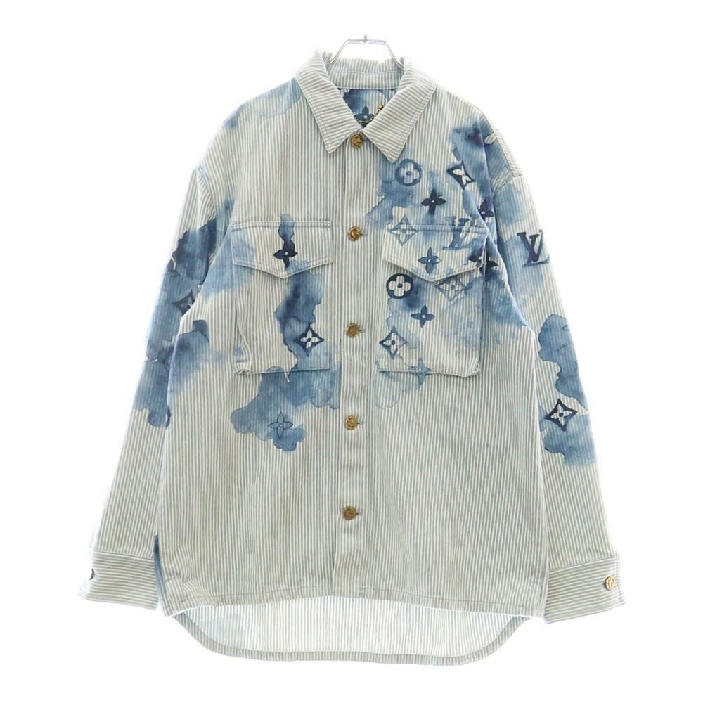 LOUIS VUITTON(ルイヴィトン) 21SS Stripe Monogram Oversized Denim Shirts Jacket ストライプ モノグラム オーバーサイズ デニム 長袖シャツ ジャケット インディゴ RM211V BX7 HLS05W