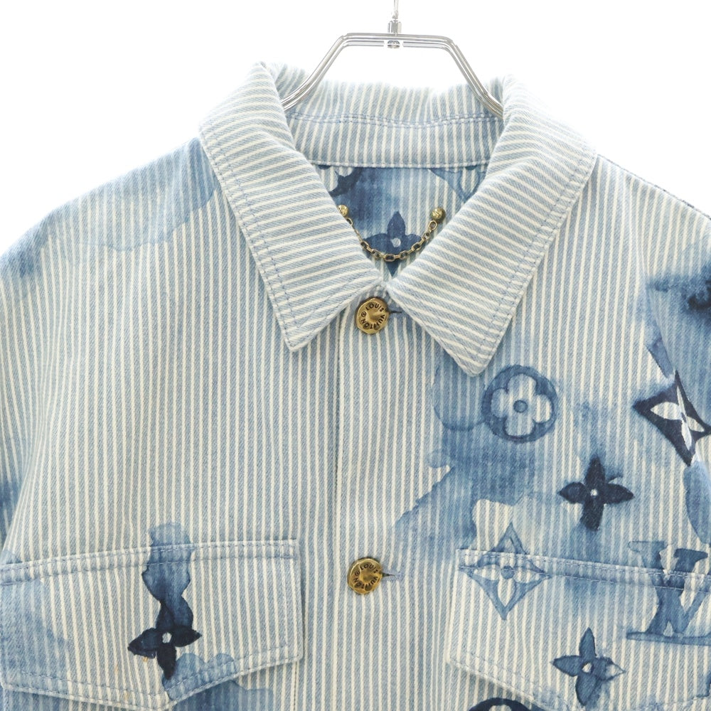 LOUIS VUITTON(ルイヴィトン) 21SS Stripe Monogram Oversized Denim Shirts Jacket ストライプ モノグラム オーバーサイズ デニム 長袖シャツ ジャケット インディゴ RM211V BX7 HLS05W