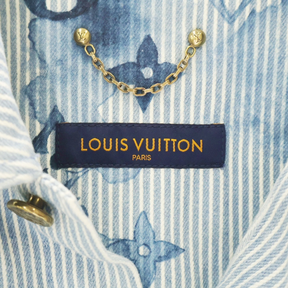 LOUIS VUITTON(ルイヴィトン) 21SS Stripe Monogram Oversized Denim Shirts Jacket ストライプ モノグラム オーバーサイズ デニム 長袖シャツ ジャケット インディゴ RM211V BX7 HLS05W