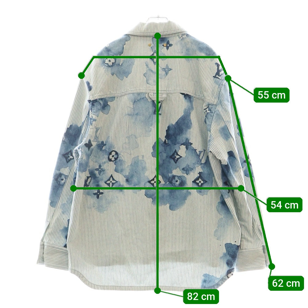 LOUIS VUITTON(ルイヴィトン) 21SS Stripe Monogram Oversized Denim Shirts Jacket ストライプ モノグラム オーバーサイズ デニム 長袖シャツ ジャケット インディゴ RM211V BX7 HLS05W