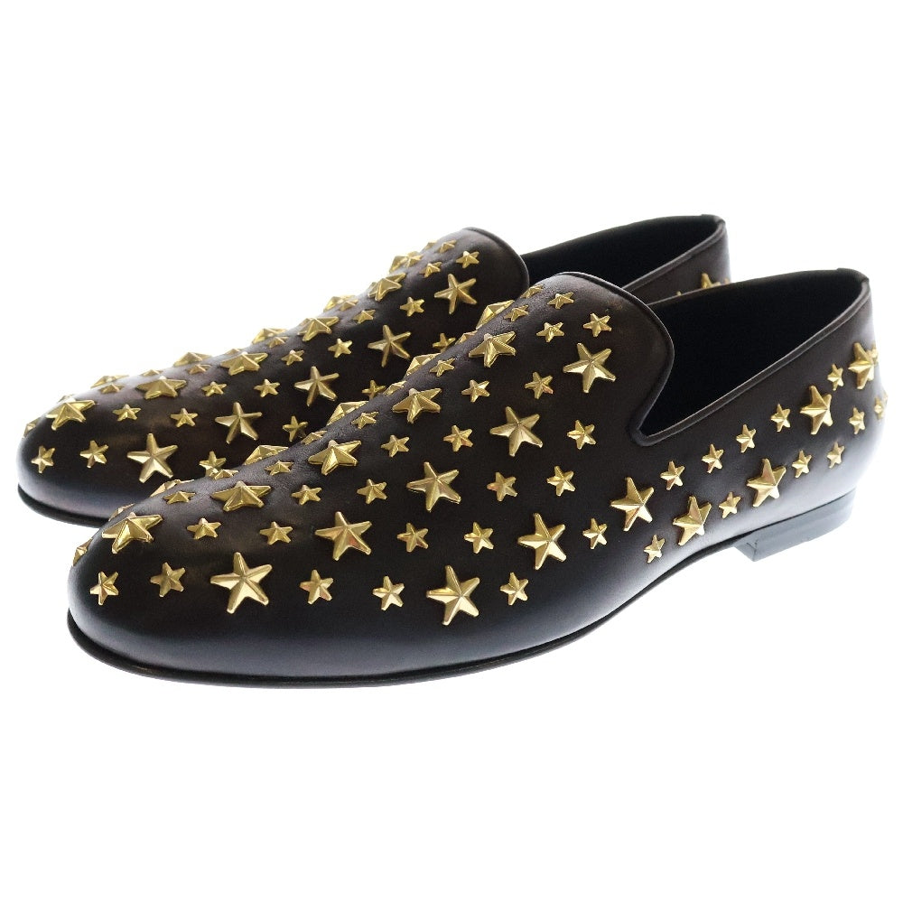 JIMMY CHOO(ジミーチュウ) 143SLOANE スター装飾 レザー スリッポン ブラック