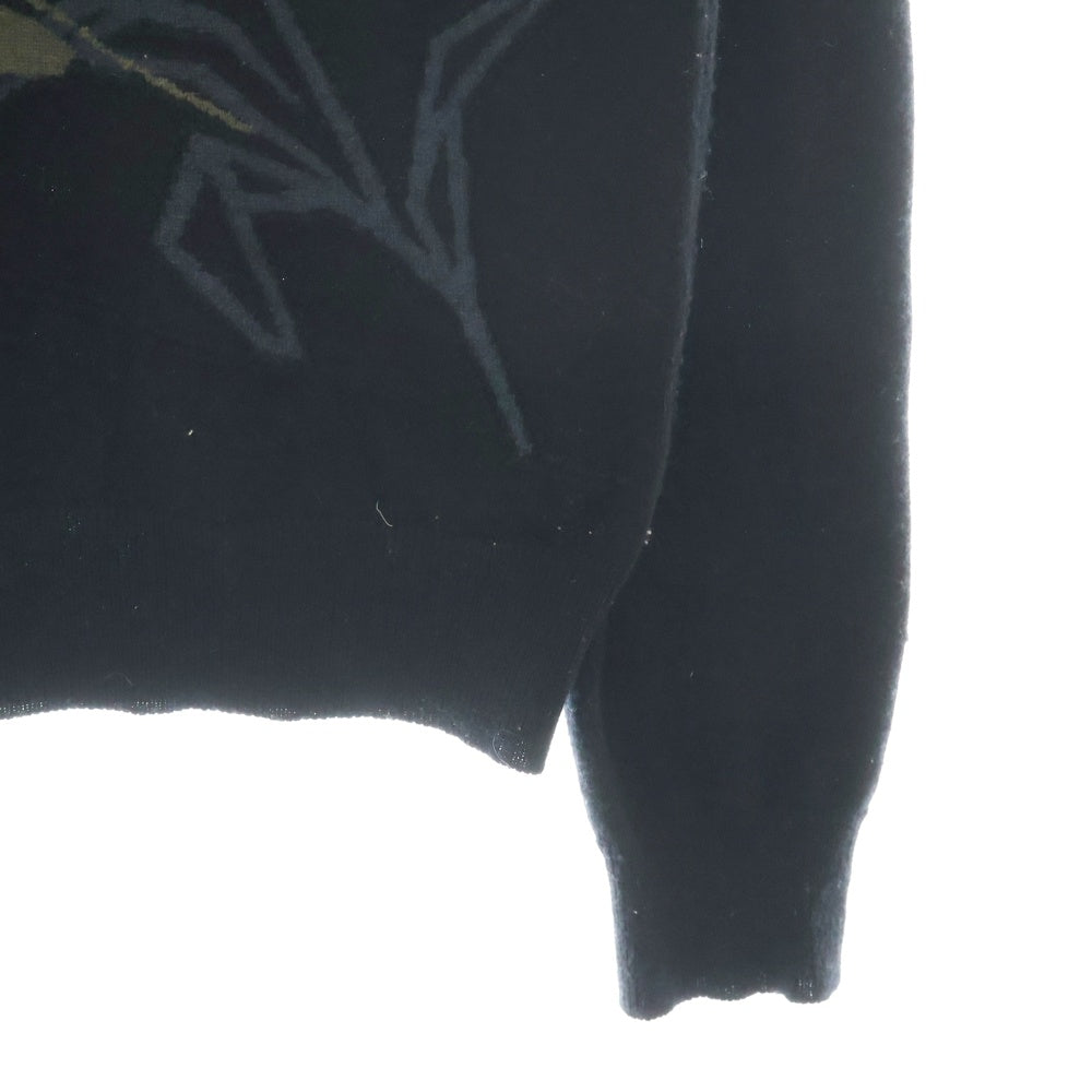 HERMES(エルメス) Cashmere Flower Zip Turtleneck Knit Sweater カシミア フラワーデザイン 変形ジップ タートルネックニットセーター ブラック