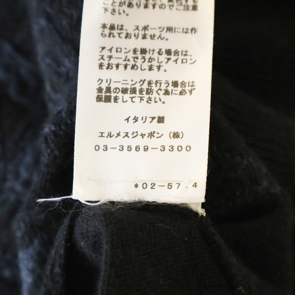 HERMES(エルメス) Cashmere Flower Zip Turtleneck Knit Sweater カシミア フラワーデザイン 変形ジップ タートルネックニットセーター ブラック