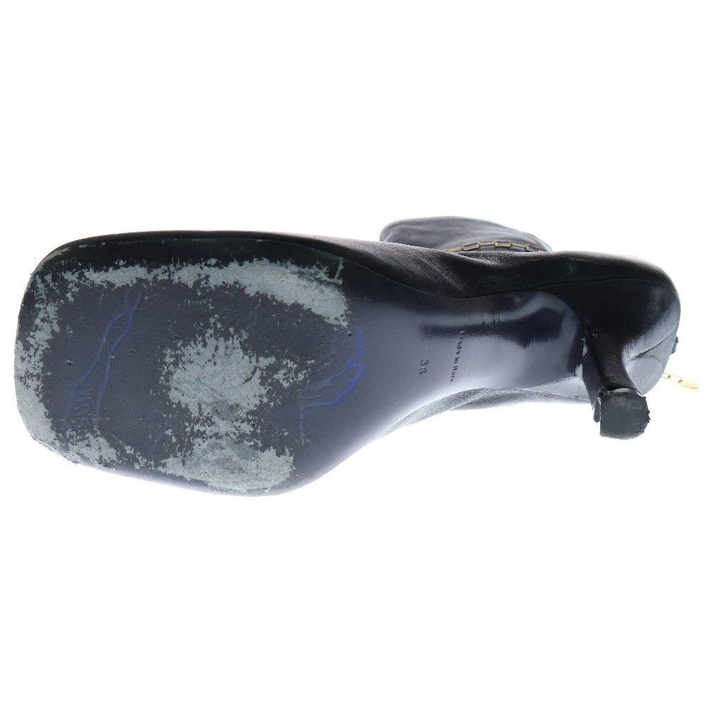 BURBERRY(バーバリー) Leather Slinky Ancle Boots レザー スリンキー チェーン アンクルブーツ ブラック レディース