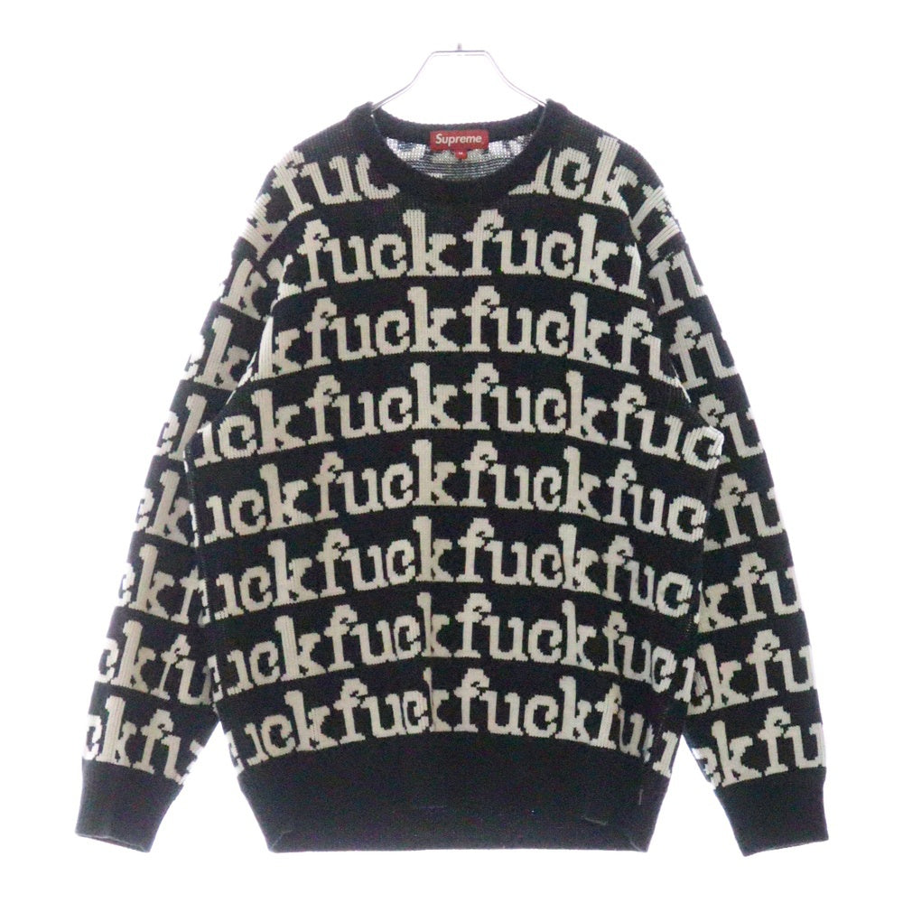 SUPREME(シュプリーム) 22SS Fuck Sweater ファック 総柄 アクリル ニット セーター ブラック