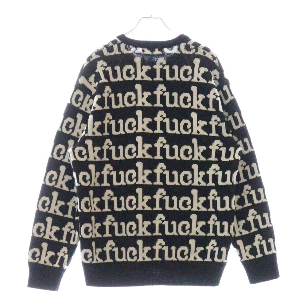 SUPREME(シュプリーム) 22SS Fuck Sweater ファック 総柄 アクリル ニット セーター ブラック