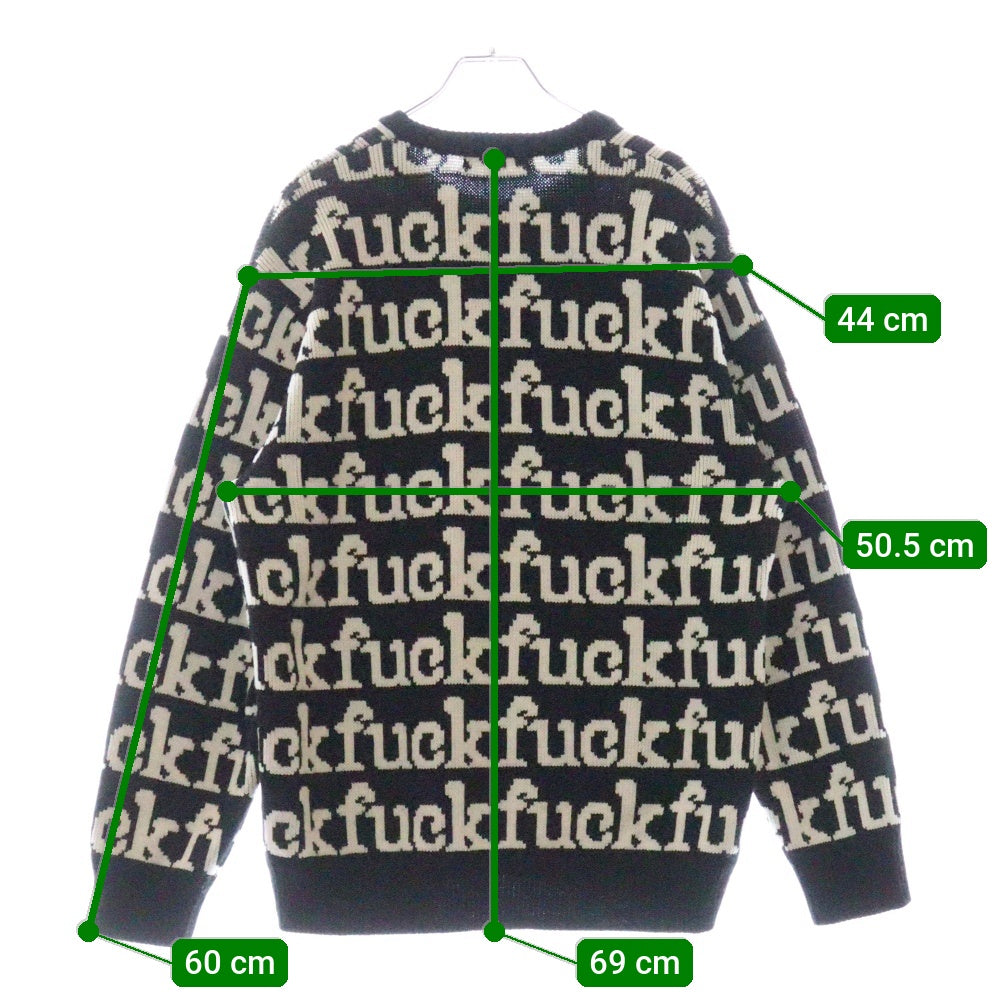 SUPREME(シュプリーム) 22SS Fuck Sweater ファック 総柄 アクリル ニット セーター ブラック