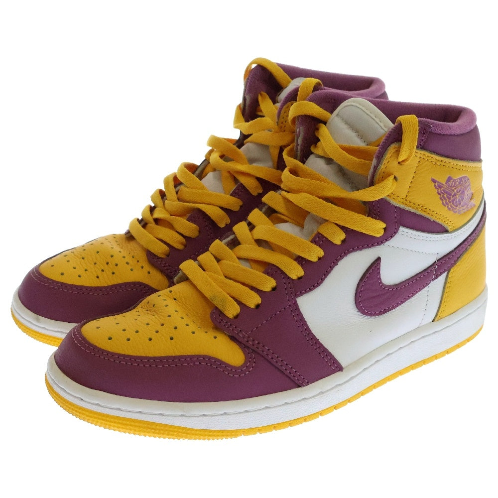 NIKE(ナイキ) AIR JORDAN 1 RETRO HIGH OG エアジョーダン ハイカットスニーカー イエロー/パープル US7.5/25.5cm 555088-706