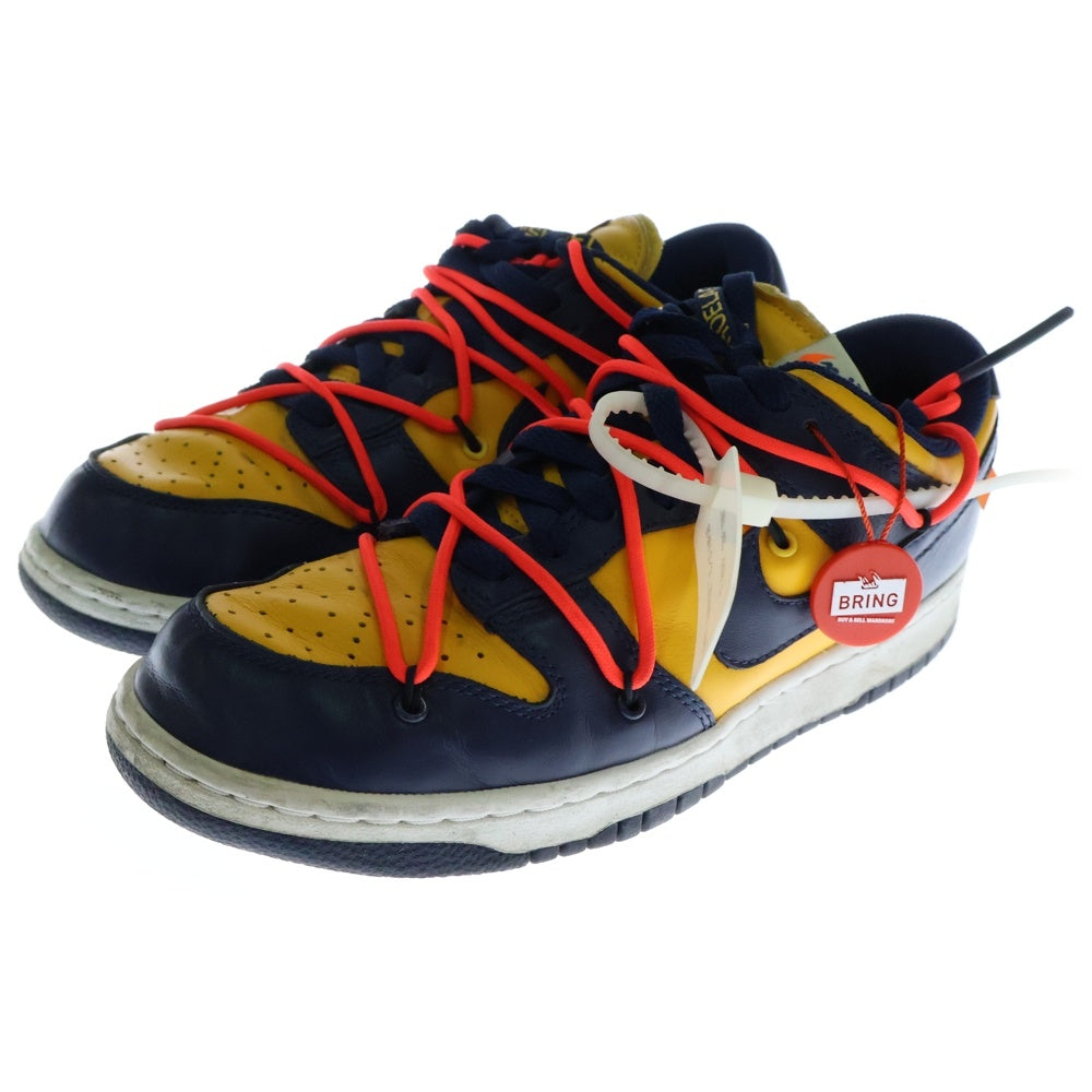 NIKE(ナイキ) ×OFF-WHITE DUNK LOW LTHR オフホワイト ダンク ローカットスニーカー イエロー/ネイビー US7.5/25.5cm CT0856-700