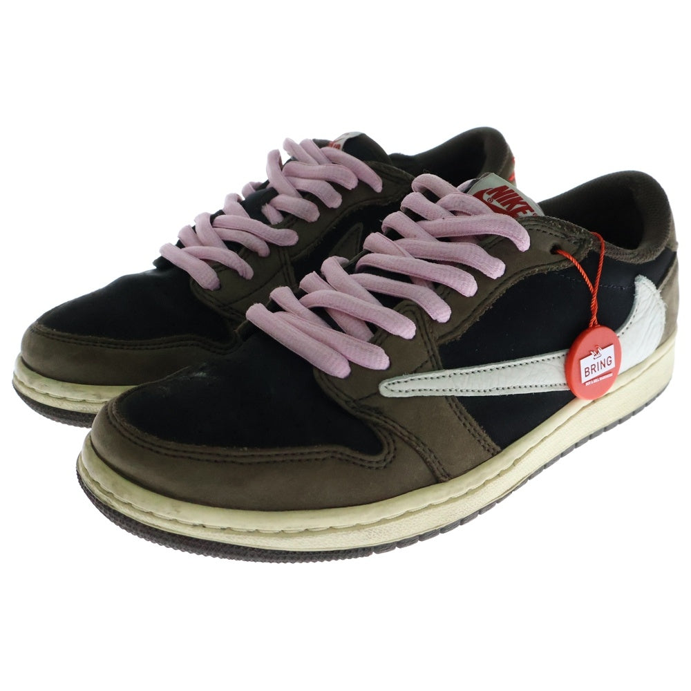 NIKE(ナイキ) ×TRAVIS SCOTT AIR JORDAN 1 LOW OG SP-T トラヴィス スコット エアジョーダン ダークモカ ローカットスニーカー ブラック/ブラウン US7.5/25.5cm CQ4277-001