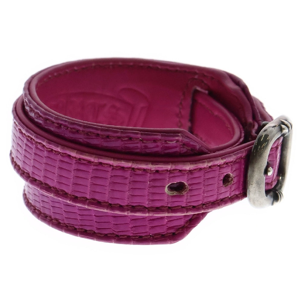 CHROME HEARTS(クロムハーツ) R&R SLIM TINY BUCKLE ロックンロール スリム タイニーバックル レザーブレスレット ピンク/シルバー