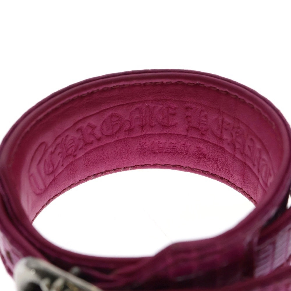CHROME HEARTS(クロムハーツ) R&R SLIM TINY BUCKLE ロックンロール スリム タイニーバックル レザーブレスレット ピンク/シルバー