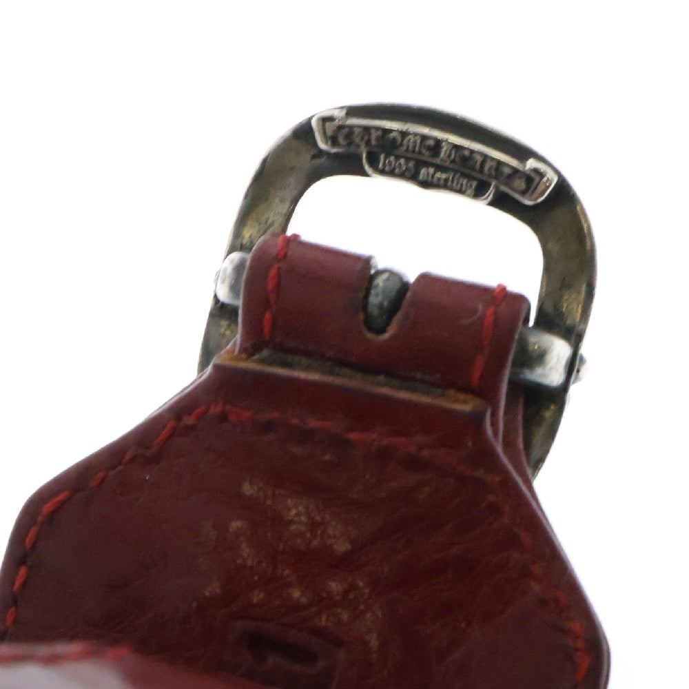 CHROME HEARTS(クロムハーツ) RR TINY BUCKLE 2 ロックンロール レザーブレスレット レッド/シルバー