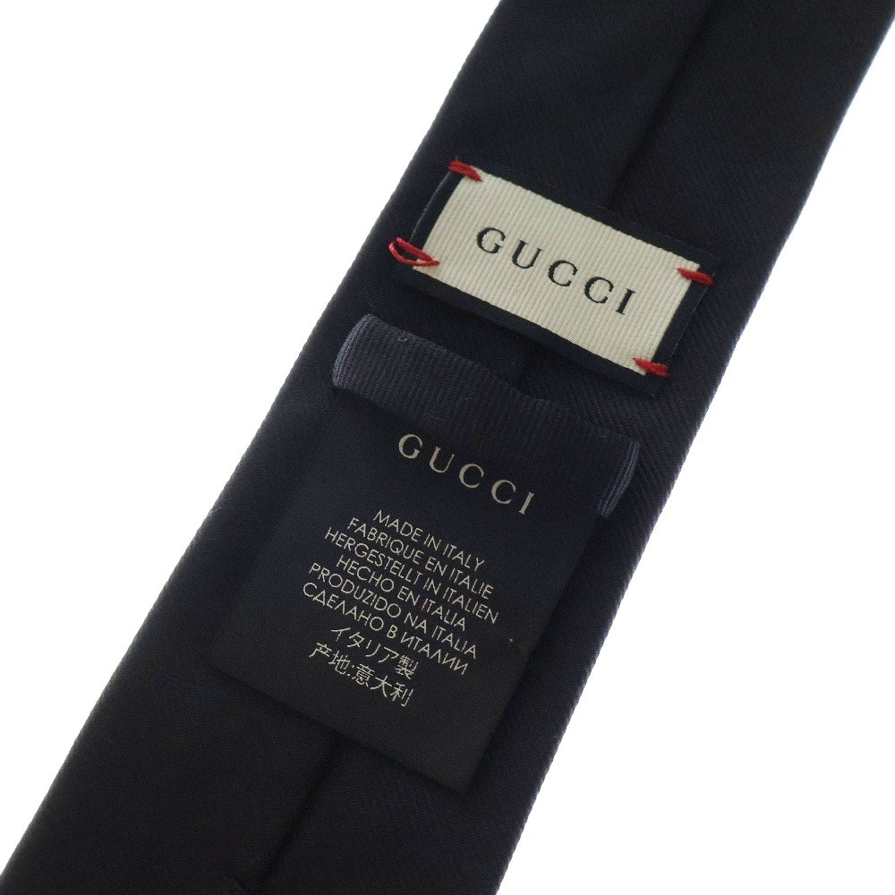 GUCCI(グッチ) 17SS タイガー エンブロイダリー 刺繍 シルク ネクタイ ブラック
