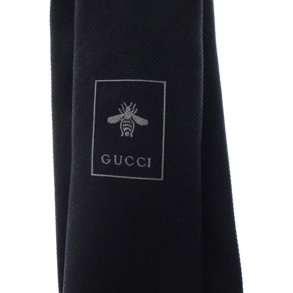 GUCCI(グッチ) 17SS タイガー エンブロイダリー 刺繍 シルク ネクタイ ブラック