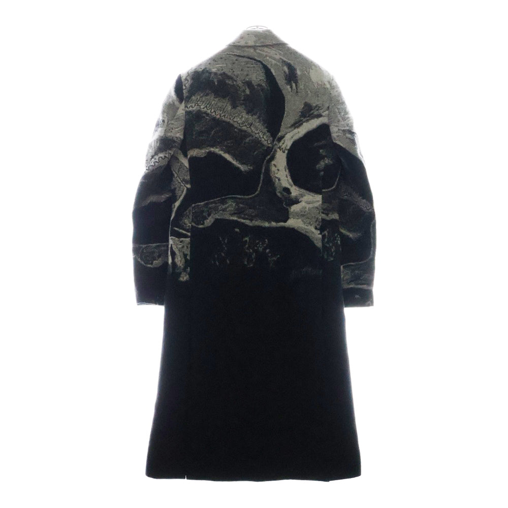AMIRI(アミリ) 22AW xWes Lang Skull Coat スカルプリント ウール ロング チェスターコート ブラック/グレー SR3AA0006SMRITJ0