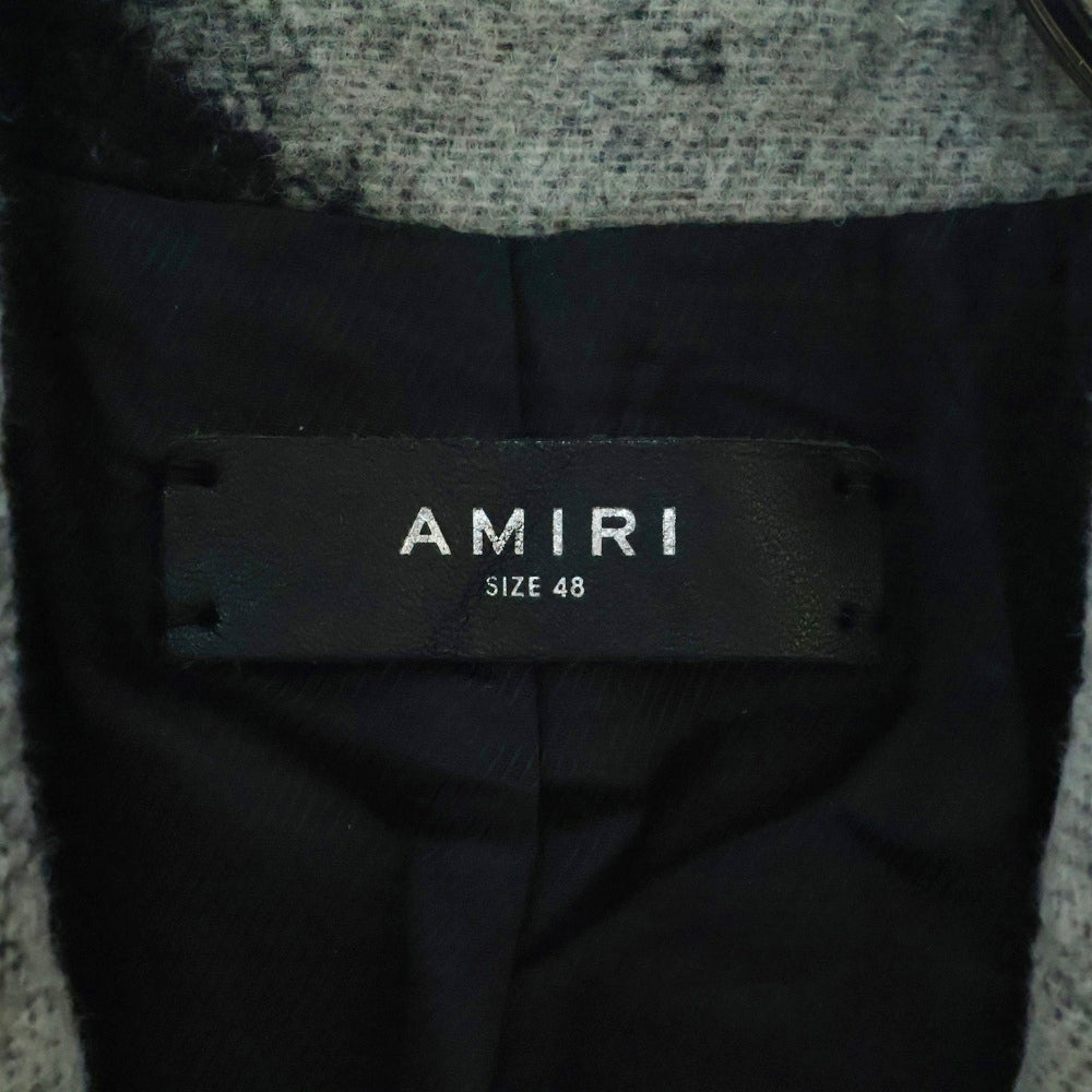 AMIRI(アミリ) 22AW xWes Lang Skull Coat スカルプリント ウール ロング チェスターコート ブラック/グレー SR3AA0006SMRITJ0