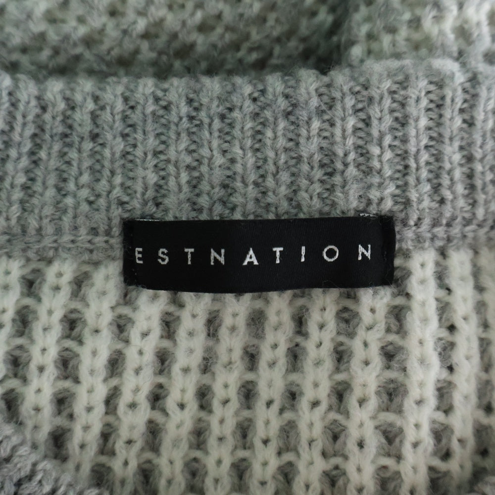 ESTNATION(エストネーション) ミドルゲージ ウールアクリル クルーネックニットセーター グレー 52-200-12-090098