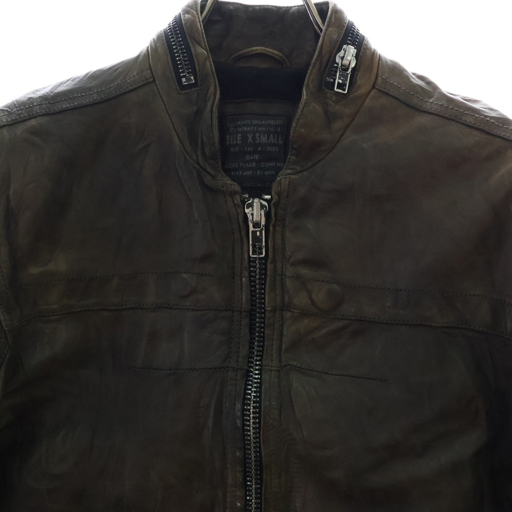 ALLSAINTS(オールセインツ) CORE LEATHER JACKET コアレザー ヴィンテージ加工 シングルライダースジャケット ブラウン AS007852