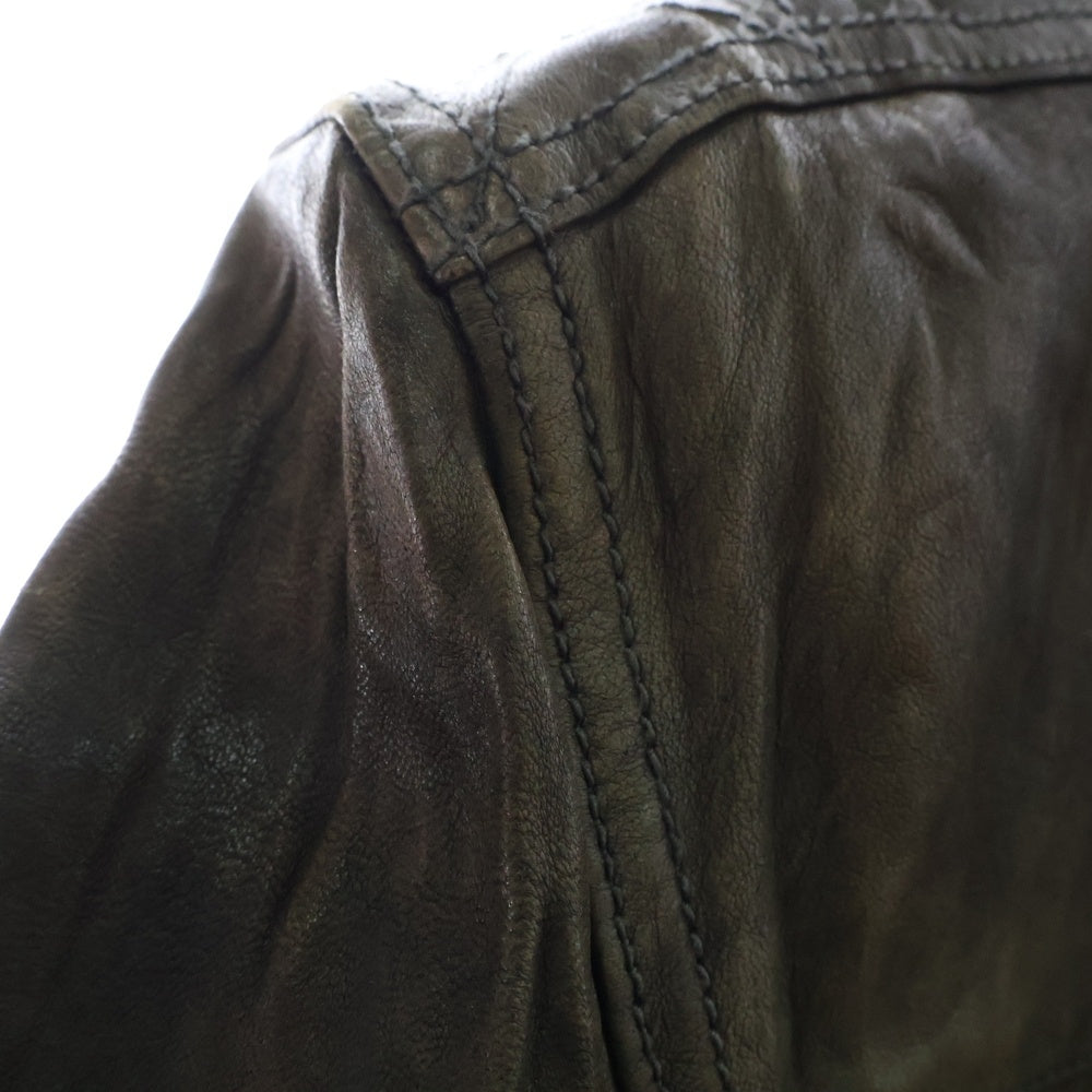 ALLSAINTS(オールセインツ) CORE LEATHER JACKET コアレザー ヴィンテージ加工 シングルライダースジャケット ブラウン AS007852