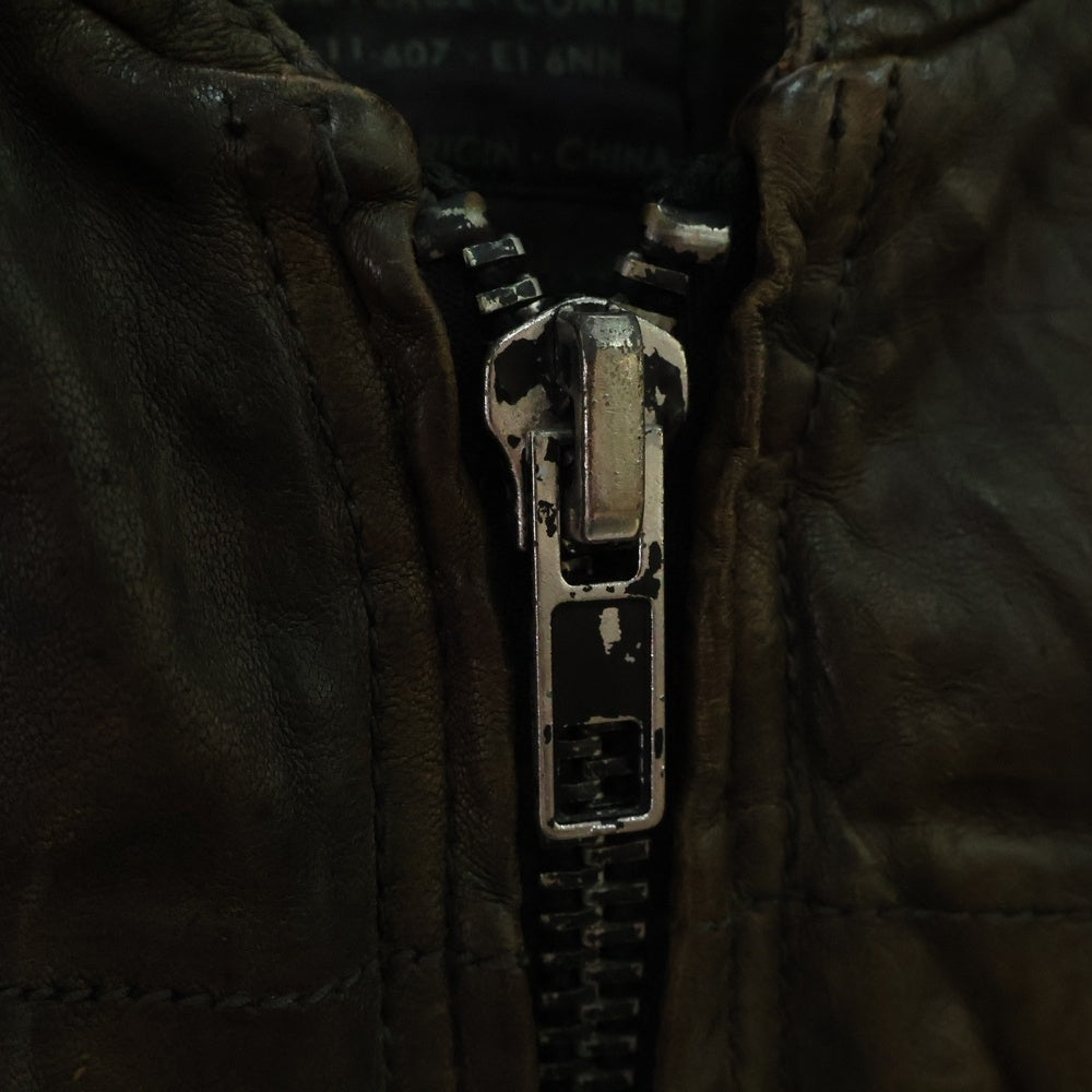 ALLSAINTS(オールセインツ) CORE LEATHER JACKET コアレザー ヴィンテージ加工 シングルライダースジャケット ブラウン AS007852