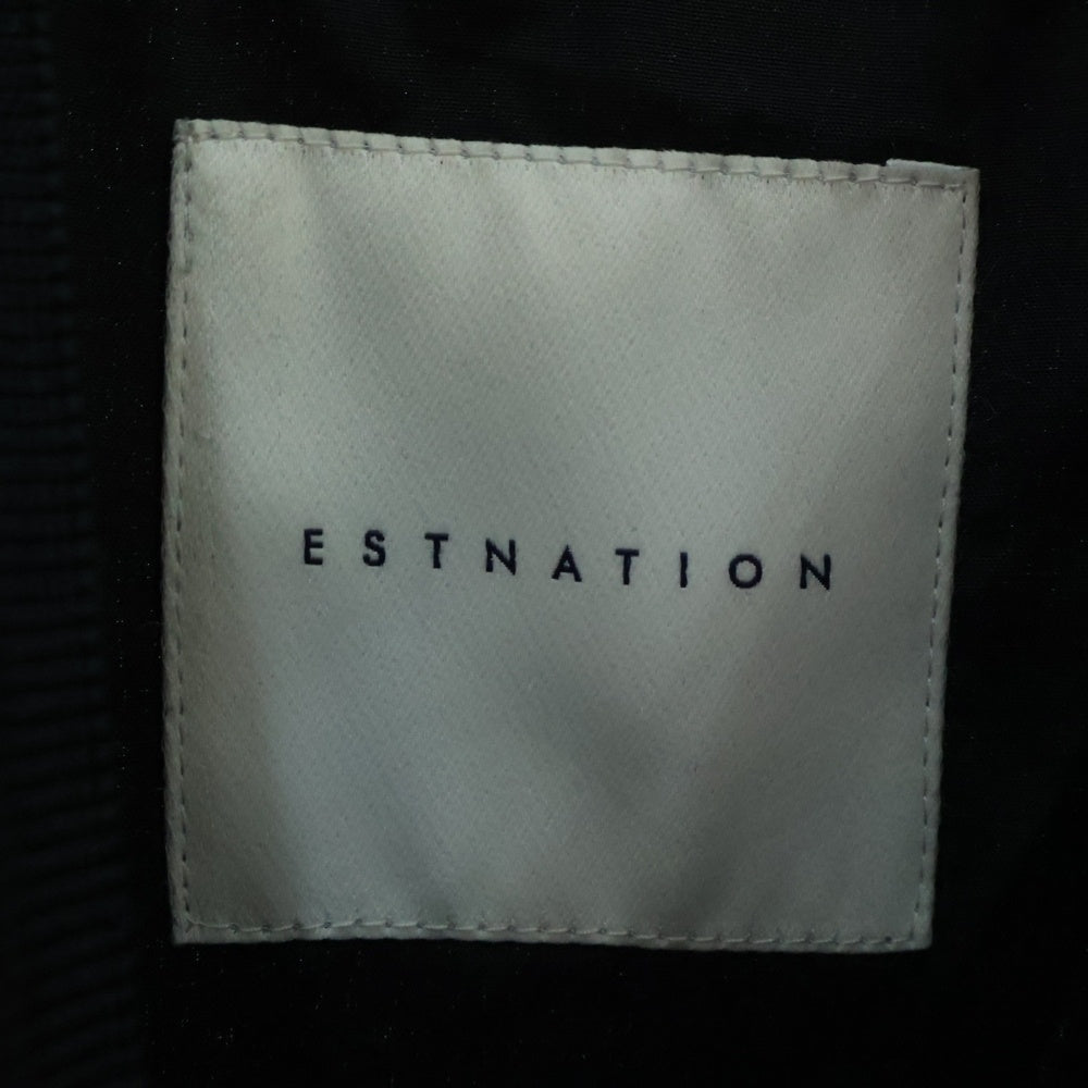 ESTNATION(エストネーション) ラムレザー切替ナイロン メッシュアームテープ ブルゾンジャケット ブラック 91-234-08-120047