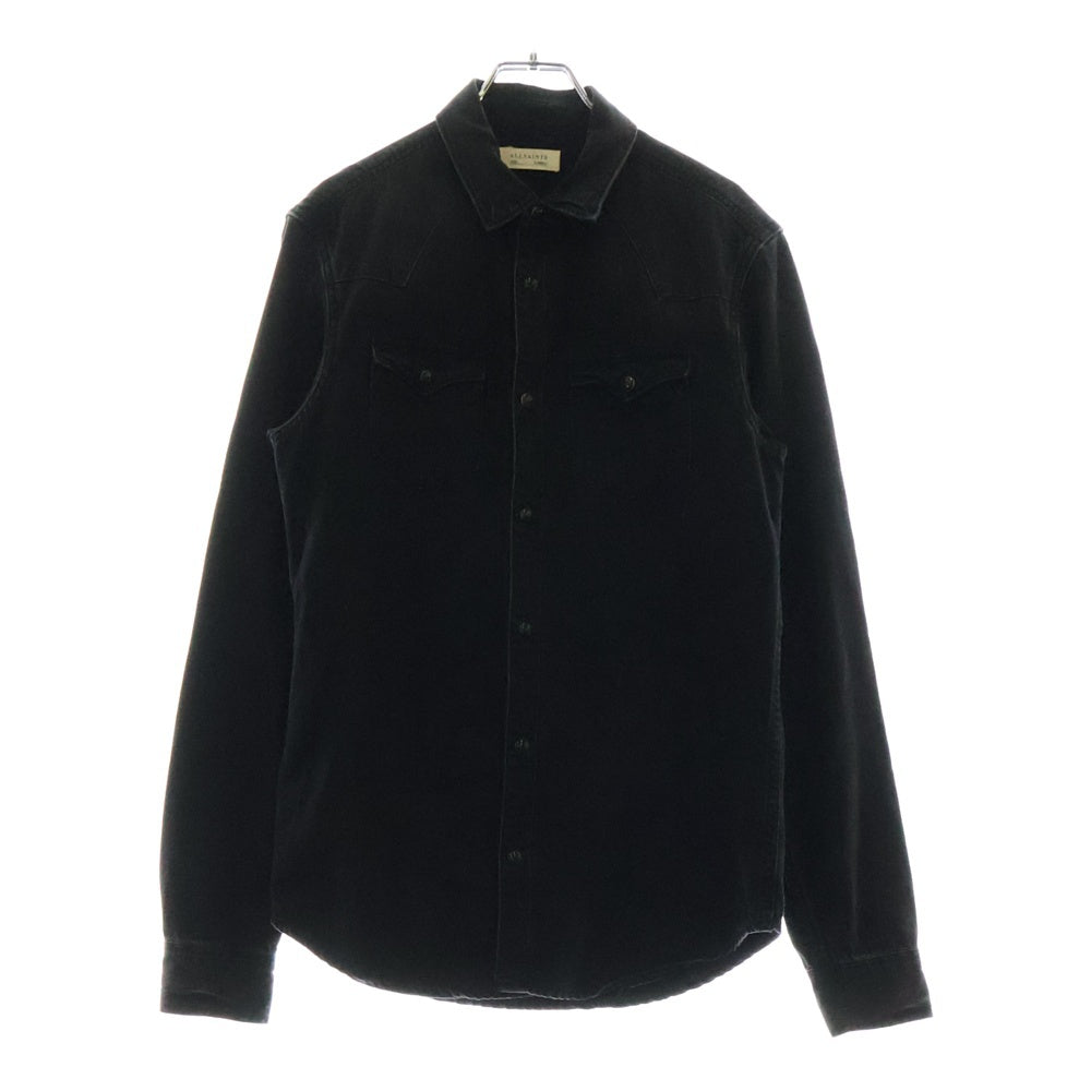 ALLSAINTS(オールセインツ) ORBIT DENIM SHIRT オービットデニムシャツ フロントポケット 長袖シャツ ブラック MS165L AS141368R