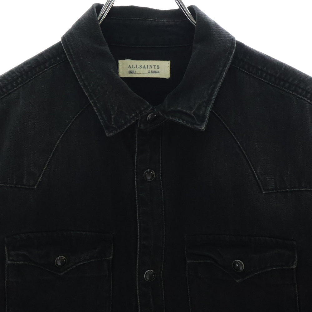 ALLSAINTS(オールセインツ) ORBIT DENIM SHIRT オービットデニムシャツ フロントポケット 長袖シャツ ブラック MS165L AS141368R