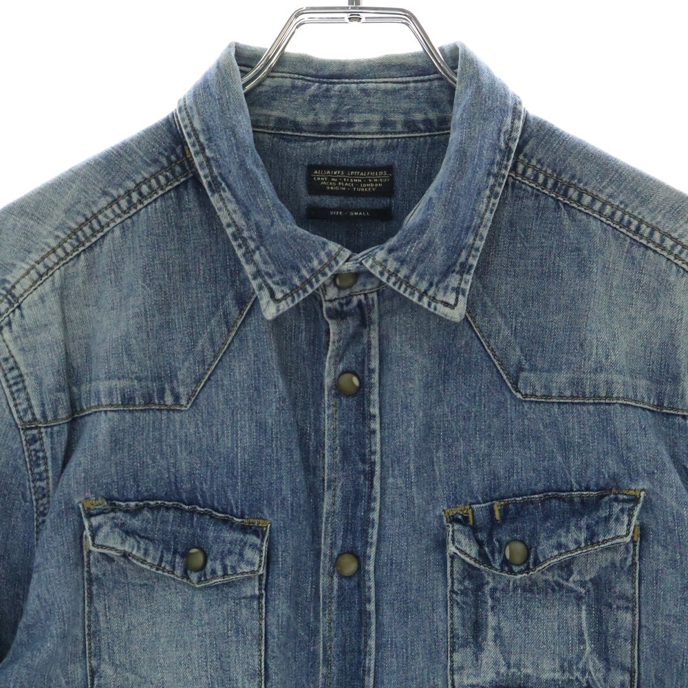 ALLSAINTS(オールセインツ) ORBIT DENIM SHIRT オービットデニムシャツ フロントポケット 長袖シャツ インディゴ MPK911 AS19373