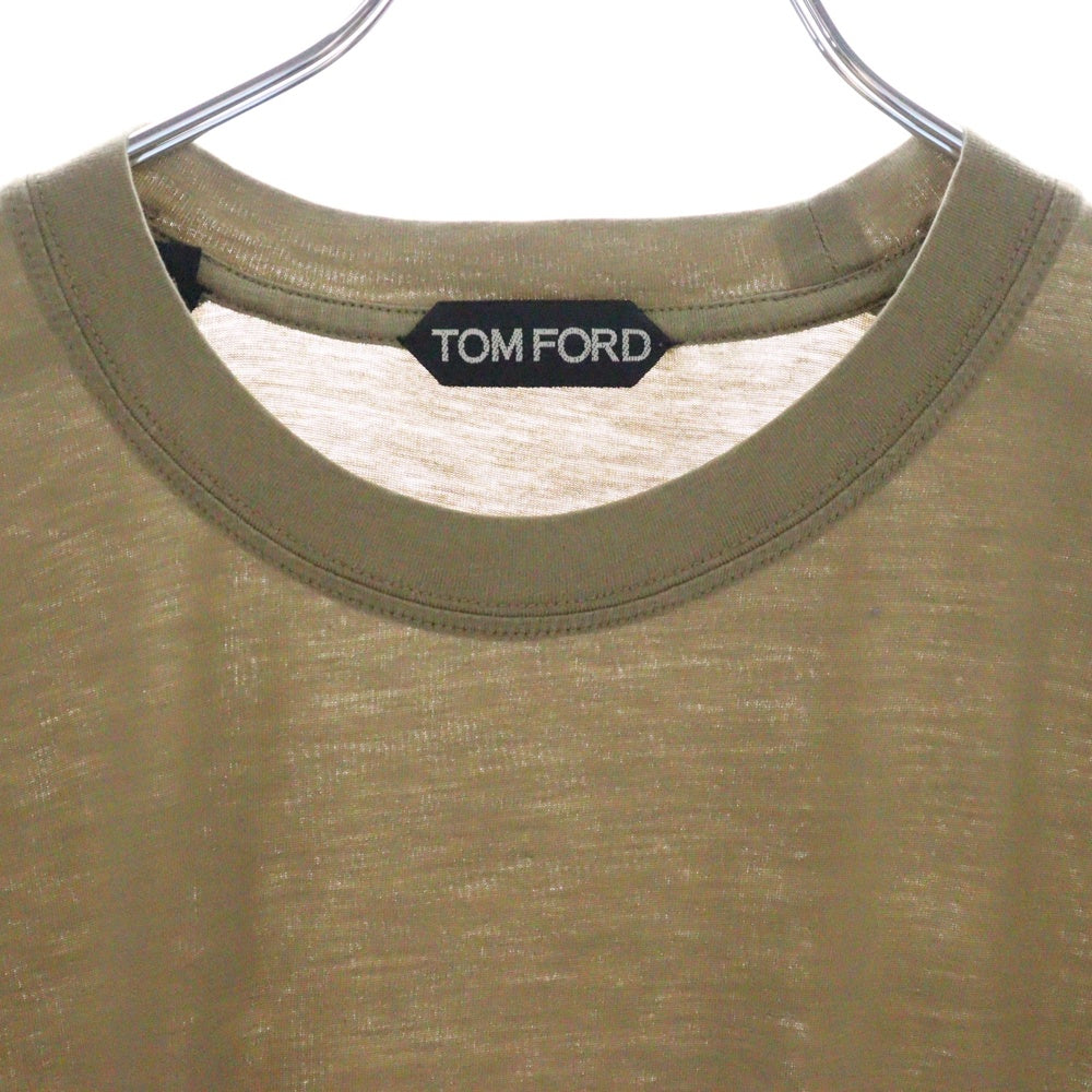 TOM FORD(トムフォード) クルーネック半袖Tシャツ カットソー カーキ TFJ950