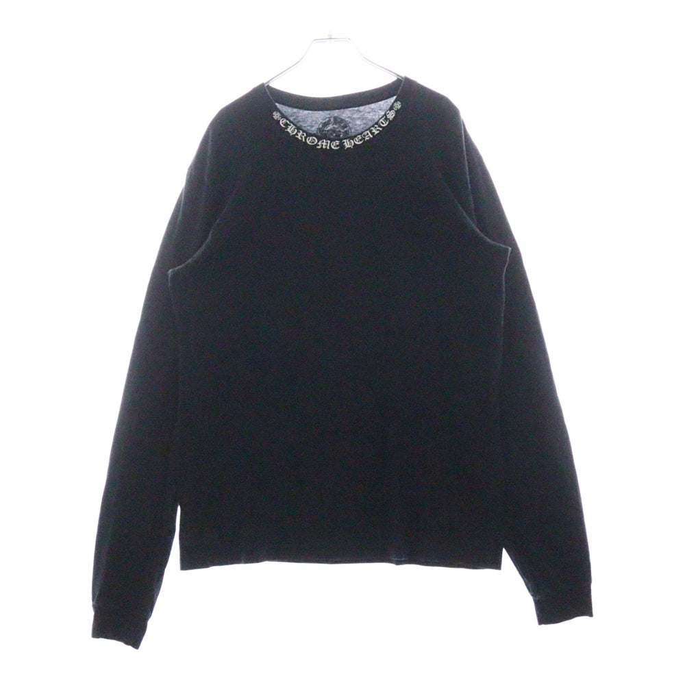 CHROME HEARTS(クロムハーツ) Neck Logo Floral Cross L/S Tee ネックロゴ フローラルクロス アームロゴプリント ロングスリーブTシャツ 長袖カットソー ブラック