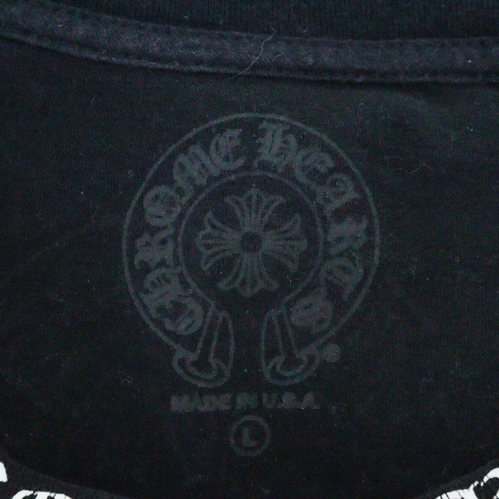 CHROME HEARTS(クロムハーツ) Neck Logo Floral Cross L/S Tee ネックロゴ フローラルクロス アームロゴプリント ロングスリーブTシャツ 長袖カットソー ブラック