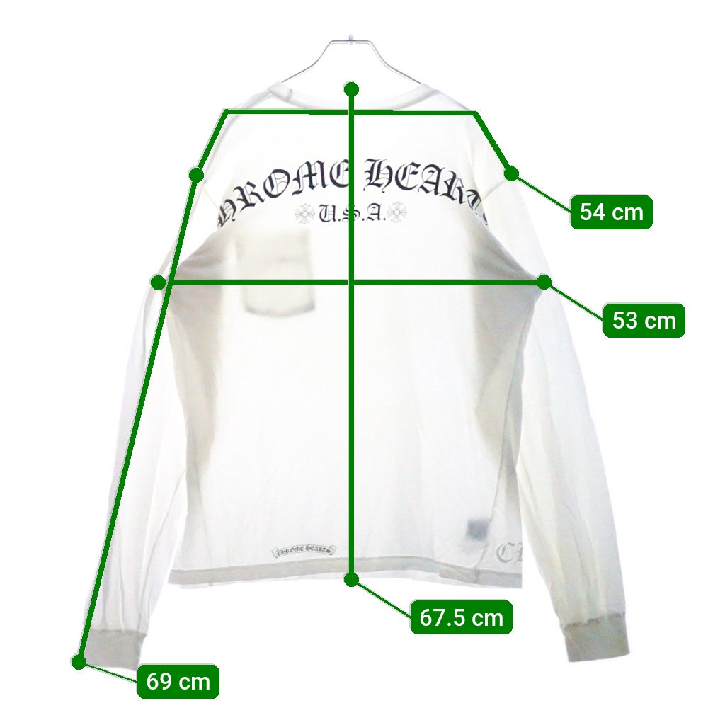 CHROME HEARTS(クロムハーツ) CH L S 1 バックアーチロゴプリント USA 長袖Tシャツ ロングスリーブカットソー ホワイト