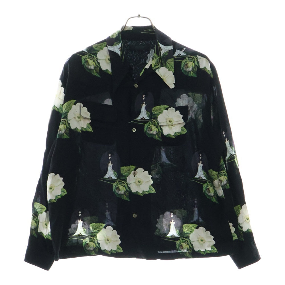 UNDERCOVER(アンダーカバー) 20SS フローラル総柄 長袖 レーヨン シャツ ブラック UCY1403-3
