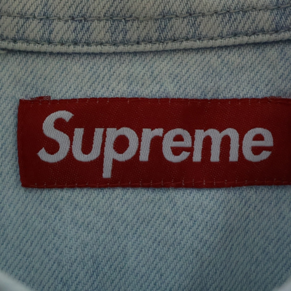 SUPREME(シュプリーム) 24AW Small Box Shirt Rinsed Denim スモールボックスロゴ デニム 長袖シャツ ライトブルー
