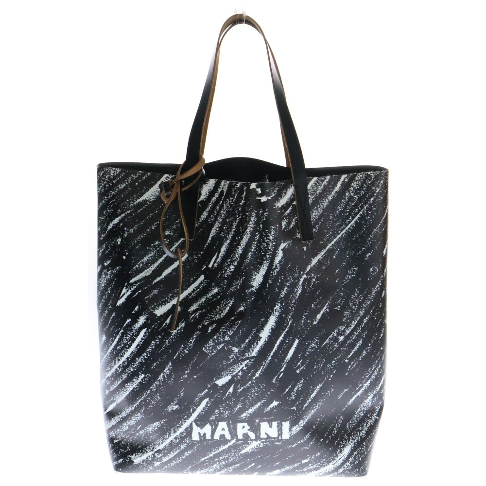 MARNI(マルニ) TRIBECA トライベッカ クレヨンプリント ロゴ トートバッグ ショッピングバッグ ブラック