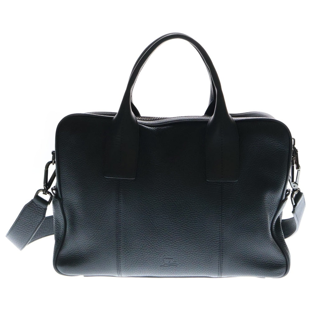 CHRISTIAN LOUBOUTIN(クリスチャンルブタン) FREDO 2WAY レザー ブリーフケース ビジネスバッグ ハンドバッグ トートバッグ ブラック 3155121