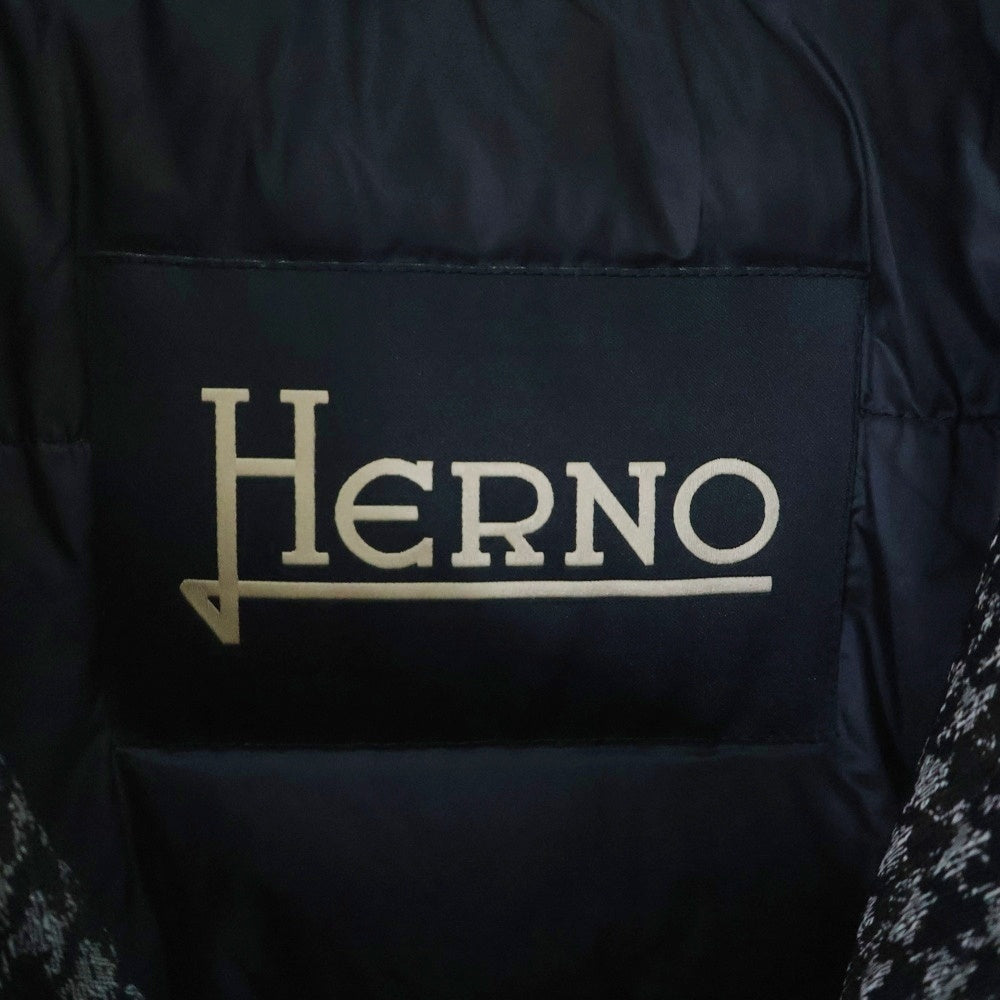 HERNO(ヘルノ) 総柄 ナイロン ジップアップ フーデッド ダウンジャケット グレー PI0316U-19416-9200