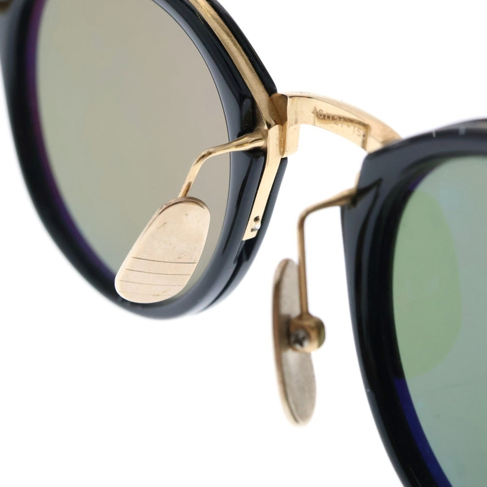 THOM BROWNE(トムブラウン) ブラック&シャイニー 12K オプティカルグラス ボストンフレーム クリアレンズ メガネ 眼鏡 アイウェア ブラック/ゴールド TB-011A-T-46