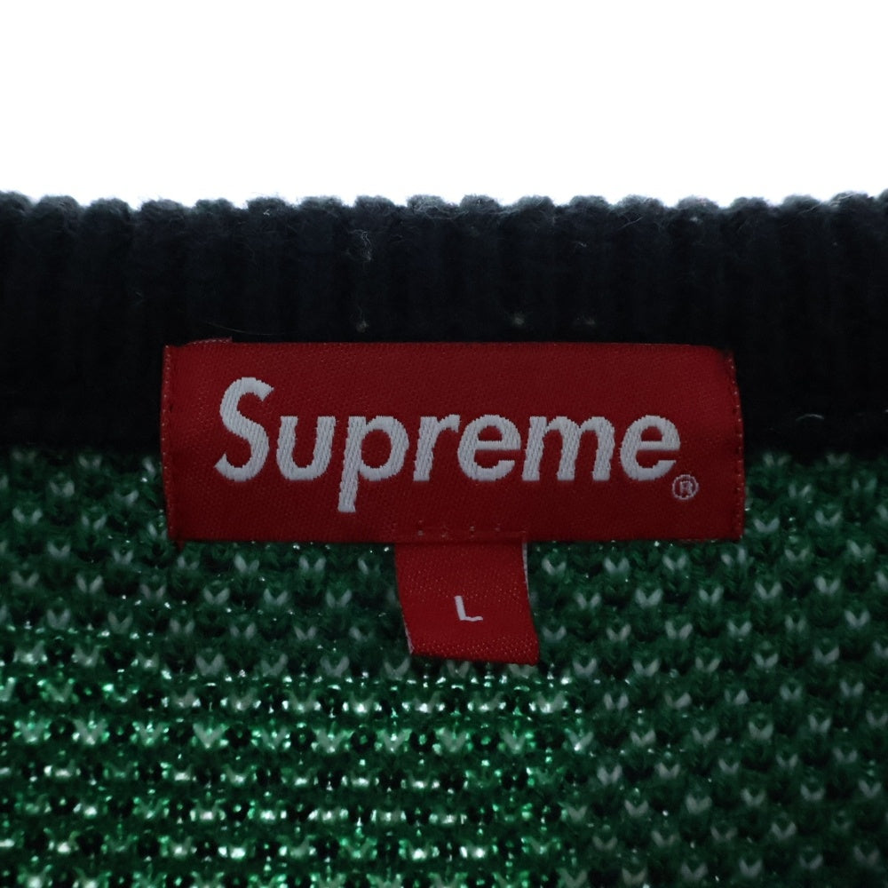 SUPREME(シュプリーム) 21SS Street Signs Sweater ストリートサイン 総柄 アクリル ニット セーター ブラック/グリーン