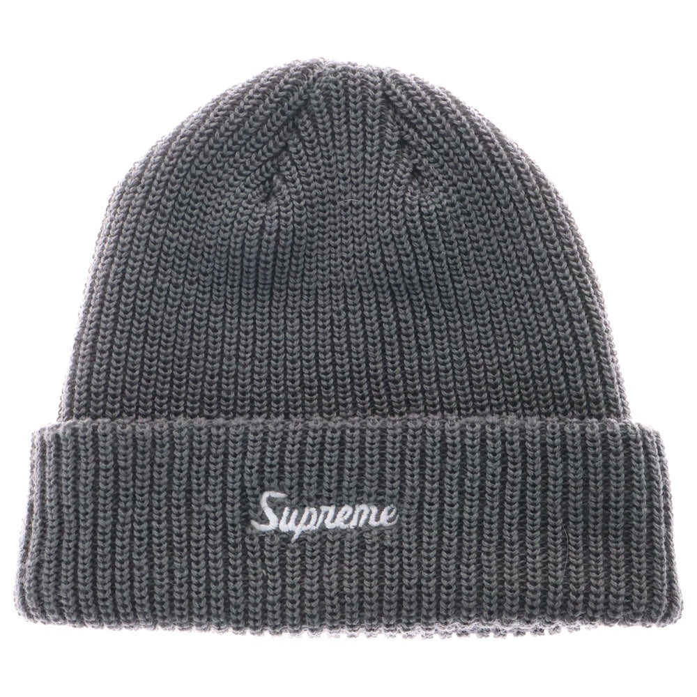 SUPREME(シュプリーム) 22AW Loose Gauge Beanie ルーズゲージ ロゴ刺繍 アクリル ニット ビーニー ニットキャップ 帽子 グレー
