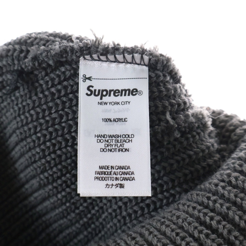 SUPREME(シュプリーム) 22AW Loose Gauge Beanie ルーズゲージ ロゴ刺繍 アクリル ニット ビーニー ニットキャップ 帽子 グレー