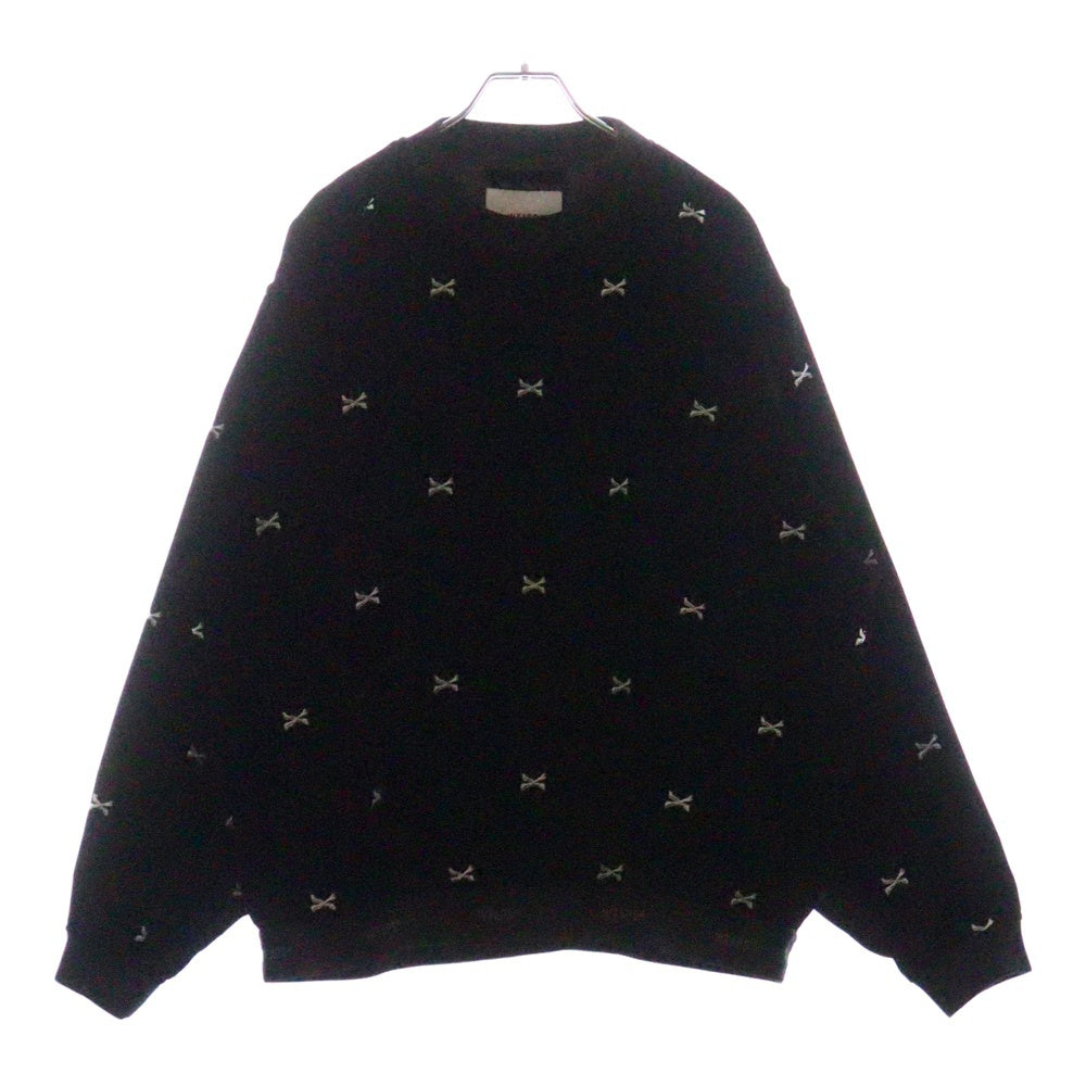 WTAPS(ダブルタップス) 23AW SMOCK / LS / POLY. VVT. TEXTILE クロスボーンベルベットスモック クルーネック ブラック 232TQDT-SHM04
