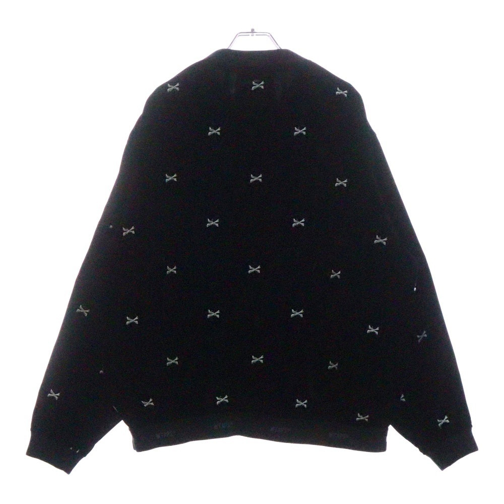 WTAPS(ダブルタップス) 23AW SMOCK / LS / POLY. VVT. TEXTILE クロスボーンベルベットスモック クルーネック ブラック 232TQDT-SHM04
