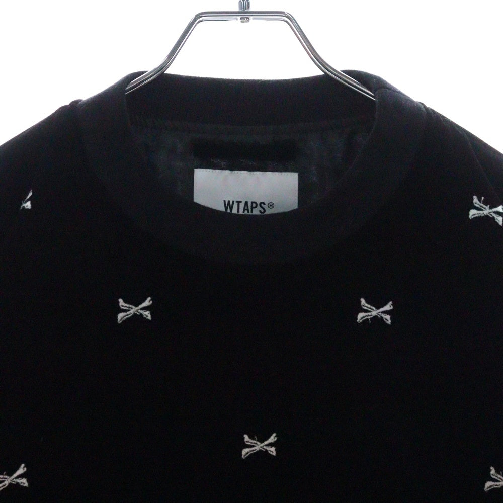 WTAPS(ダブルタップス) 23AW SMOCK / LS / POLY. VVT. TEXTILE クロスボーンベルベットスモック クルーネック ブラック 232TQDT-SHM04