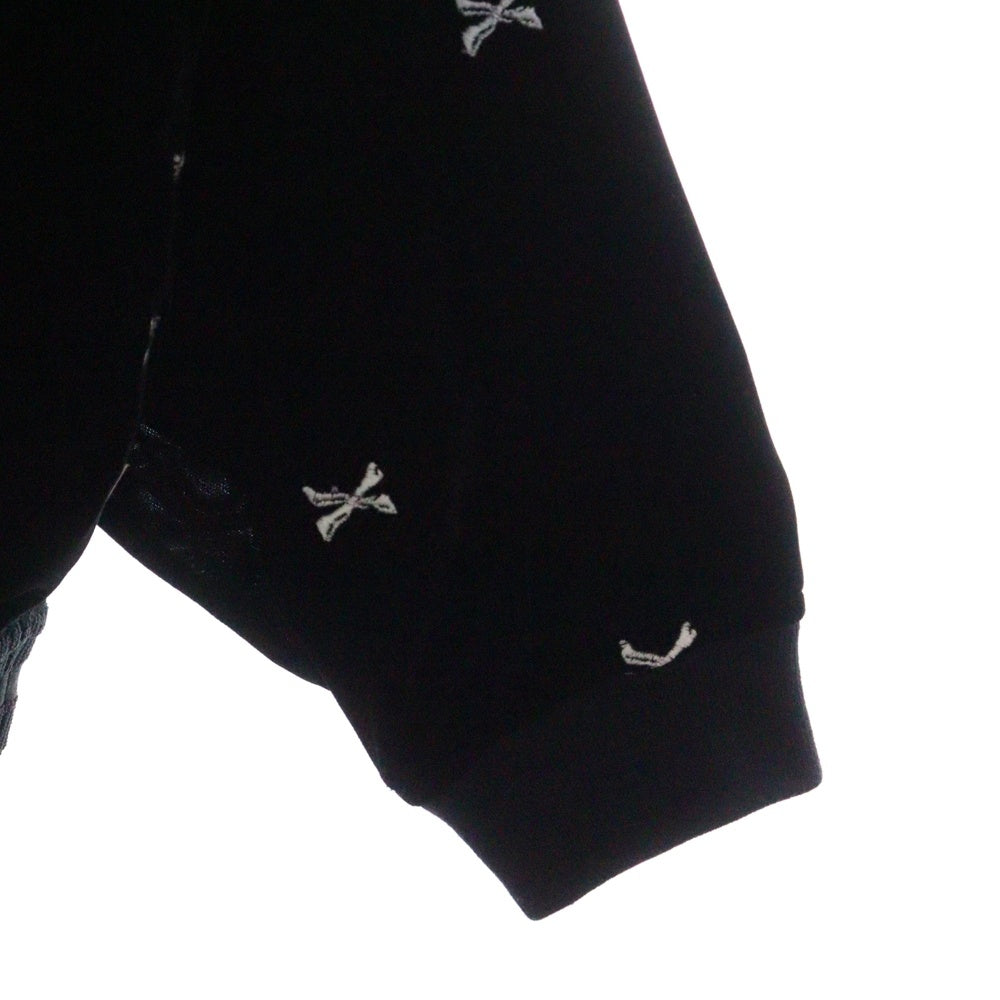 WTAPS(ダブルタップス) 23AW SMOCK / LS / POLY. VVT. TEXTILE クロスボーンベルベットスモック クルーネック ブラック 232TQDT-SHM04